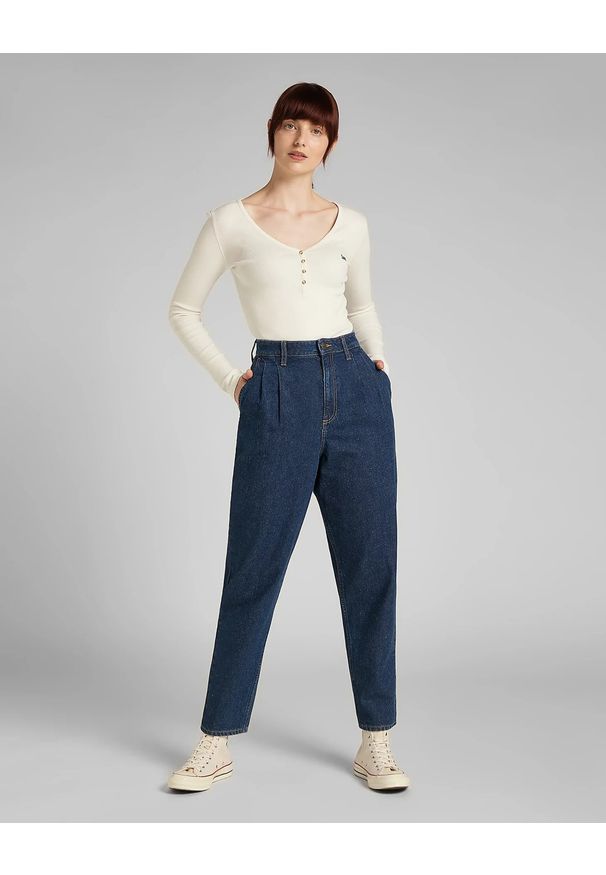 Lee - DAMSKIE SPODNIE JEANSOWE LEE PLEATED STELLA TAPER DK STONE BOLTON L30VOMIK 112139819