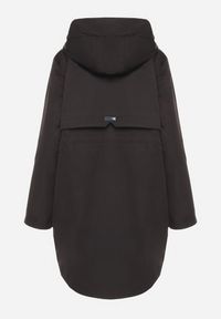 Born2be - Czarna Kurtka Parka z Podpinanymi Rękawami i Kapturem ze Wstawkami w Kratę Kaithna. Kolor: czarny. Materiał: jeans. Wzór: kratka. Styl: klasyczny, elegancki #7