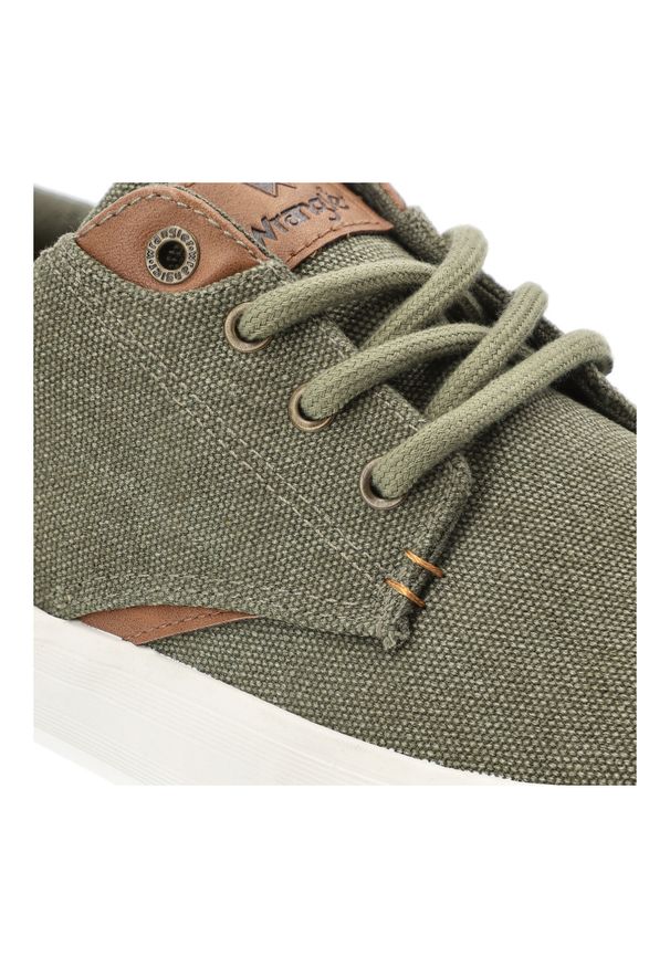 Zielone Trampki Wrangler Modne Obuwie Męskie. Okazja: na co dzień. Kolor: zielony. Materiał: skóra, materiał, guma. Szerokość cholewki: normalna. Styl: casual