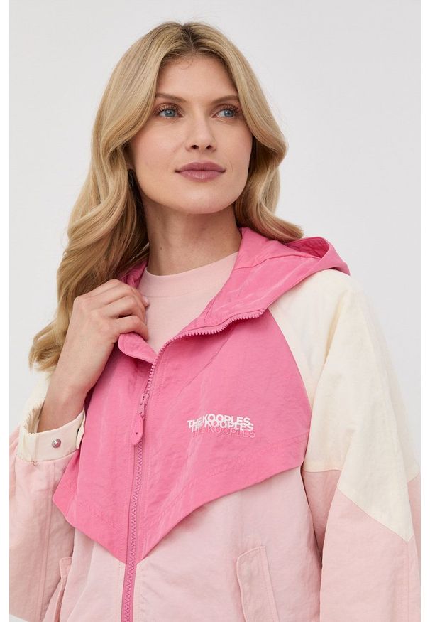 The Kooples kurtka damska przejściowa oversize. Typ kołnierza: kaptur. Długość rękawa: raglanowy rękaw