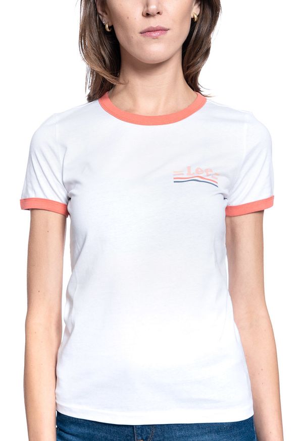 Lee - T-SHIRT DAMSKI LEE RINGER TEE BRIGHT WHITE L40PEPLJ 112108662