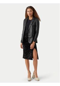 Vero Moda Marynarka Olympia 10274448 Czarny Loose Fit. Kolor: czarny. Materiał: skóra