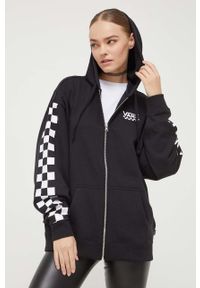 Vans bluza damska kolor czarny z kapturem z nadrukiem. Typ kołnierza: kaptur. Kolor: czarny. Wzór: nadruk #1
