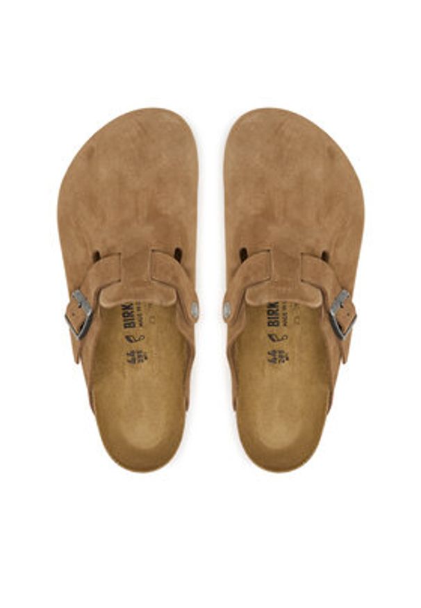 Birkenstock Klapki Boston 1032813 Brązowy. Kolor: brązowy. Materiał: zamsz, skóra