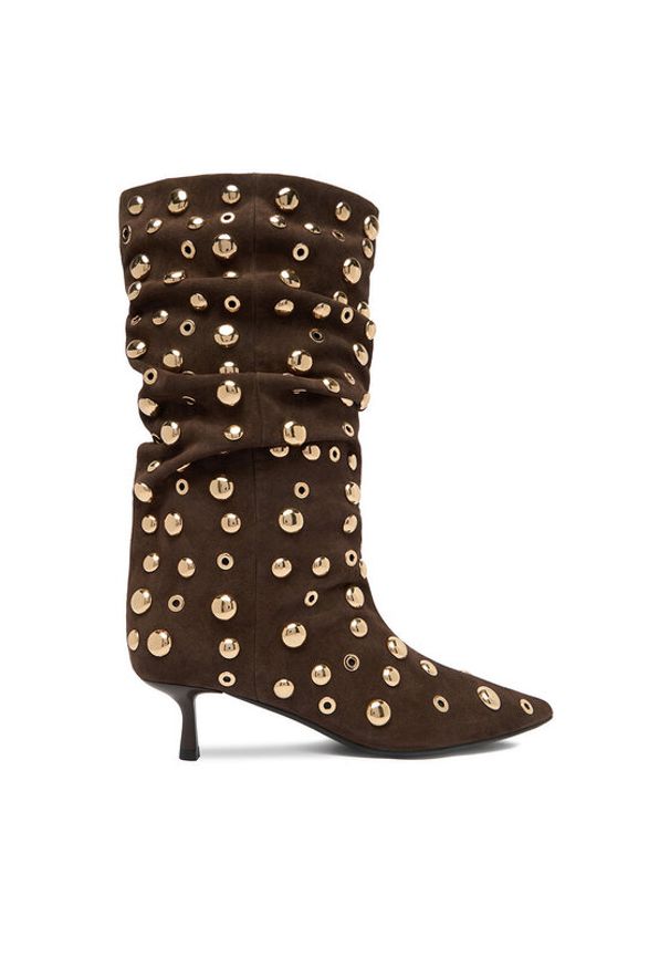 Eva Minge Botki EO-TESS-2117-05 Brązowy. Kolor: brązowy. Materiał: skóra, zamsz