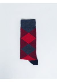 Big-Star - Skarpety męskie bawełniane ze wzorem czerwone Elion 603. Kolor: czerwony. Materiał: bawełna. Wzór: kratka #1