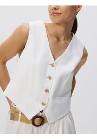 Reserved - Kamizelka graniturowa - biały. Kolor: biały. Materiał: wiskoza, tkanina