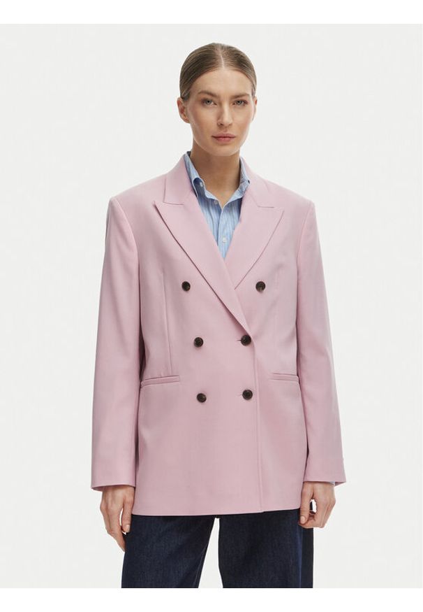 TOMMY HILFIGER - Tommy Hilfiger Marynarka WW0WW50784 Różowy Relaxed Fit. Kolor: różowy. Materiał: syntetyk, wełna