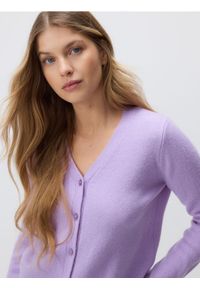 Reserved - Wełniany kardigan - fioletowy. Kolor: fioletowy. Materiał: wełna