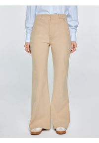 Big-Star - Spodnie damskie z szeroką nogawką beżowe Mabela 801. Okazja: na co dzień. Stan: podwyższony. Kolor: beżowy. Materiał: tkanina. Styl: casual, elegancki #1