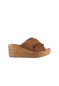 Koturny Bayla-161 066 475 Brąz, Skóra naturalna - 40. Kolor: brązowy. Materiał: nubuk. Sezon: lato. Obcas: na koturnie #1