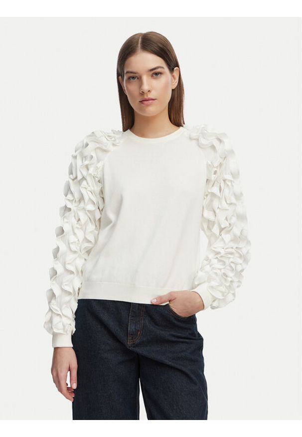 French Connection Sweter 798E1 Biały Regular Fit. Kolor: biały. Materiał: wiskoza