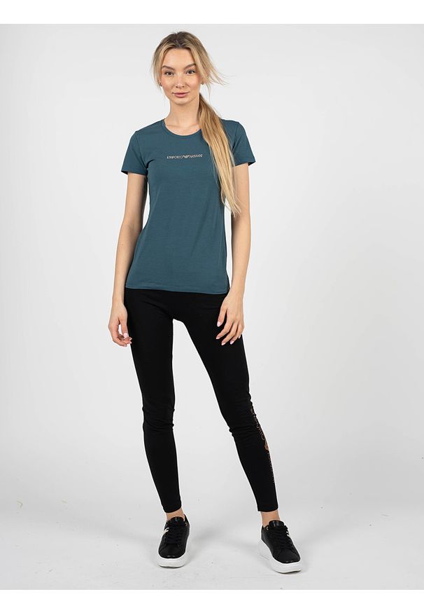 Emporio Armani T-shirt | 163139 2F223 20731 | Kobieta | Niebieski, Zielony. Kolor: niebieski, wielokolorowy, zielony. Materiał: bawełna, elastan