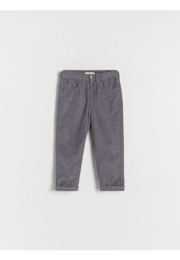 Reserved - Sztruksowe spodnie regular - jasnoszary. Kolor: szary. Materiał: sztruks. Styl: klasyczny