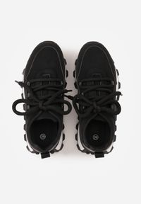 Born2be - Czarne Sneakersy na Grubej Tłoczonej Podeszwie Zerda. Okazja: na co dzień. Kolor: czarny. Materiał: jeans #5