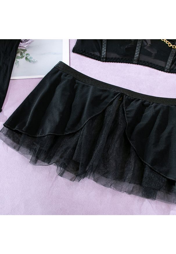 Intica - Komplet bielizny z chokerem i haftem Jeannett. Kolor: różowy. Materiał: materiał. Wzór: haft