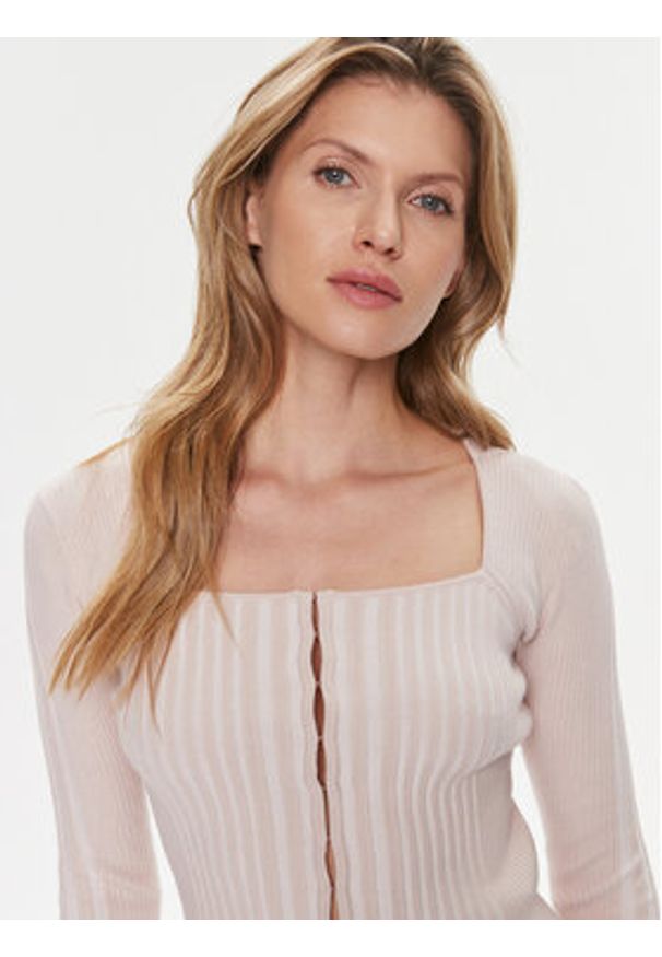 Guess Kardigan Allie W4RR43 Z2YN2 Beżowy Slim Fit. Kolor: beżowy. Materiał: syntetyk