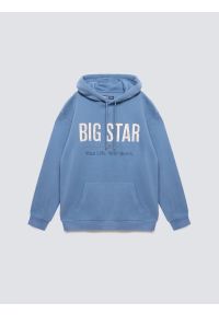 Big-Star - Bluza męska z kapturem z logo BIG STAR niebieska Ashlyno 402. Okazja: na co dzień. Typ kołnierza: kaptur. Kolor: niebieski. Materiał: dzianina. Wzór: ze splotem. Styl: casual, elegancki