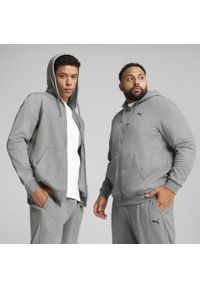 Puma - Męska rozpinana bluza z kapturem Essentials PUMA. Typ kołnierza: kaptur. Kolor: szary. Materiał: prążkowany. Sport: bieganie