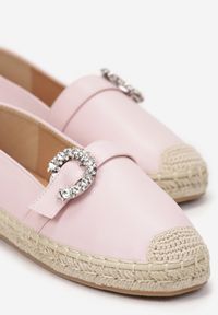 Renee - Różowe Espadryle Auxamene. Nosek buta: okrągły. Kolor: różowy. Wzór: aplikacja, kwiaty. Obcas: na płaskiej podeszwie #5