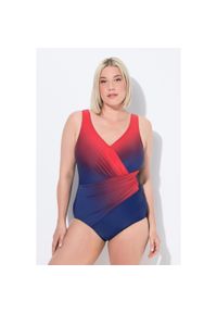 ULLA POPKEN - Damski Kostium kąpielowy cieniowanie miękkie miseczki drapowanie. Kolekcja: plus size. Kolor: niebieski. Materiał: elastan, poliamid, materiał