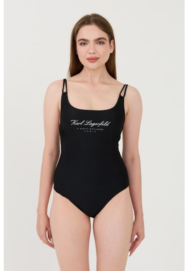 Karl Lagerfeld - KARL LAGERFELD Czarny strój kąpielowy Hotel Karl Swimsuit, Rozmiar XS. Kolor: czarny