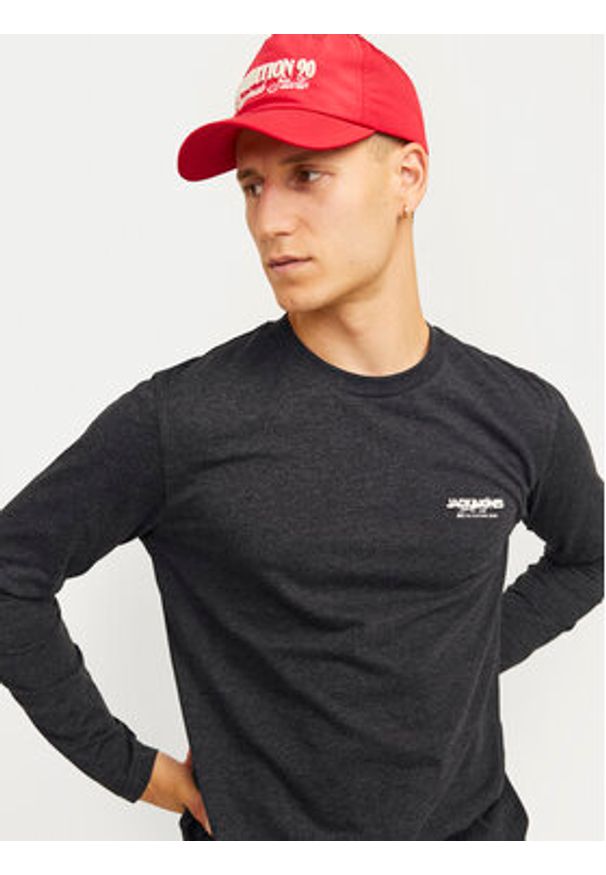 Jack & Jones - Jack&Jones Longsleeve Alvis 12259735 Czarny Standard Fit. Kolor: czarny. Materiał: bawełna. Długość rękawa: długi rękaw