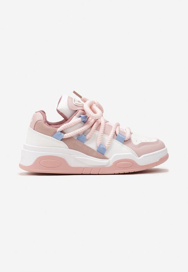 Born2be - Różowe Sneakersy z Ekoskóry na Płaskiej Podeszwie z Grubymi Sznurówkami Rilirea. Okazja: na co dzień. Kolor: różowy. Szerokość cholewki: normalna. Obcas: na płaskiej podeszwie