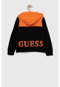 Guess bluza dziecięca kolor pomarańczowy z kapturem wzorzysta. Okazja: na co dzień. Typ kołnierza: kaptur. Kolor: pomarańczowy. Materiał: bawełna, dzianina. Styl: casual #7