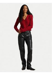 Polo Ralph Lauren Sweter 211971866012 Czerwony Slim Fit. Typ kołnierza: polo. Kolor: czerwony. Materiał: wełna #5