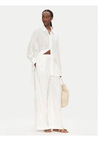 ACCESS FASHION Spodnie palazzo 53-5087-133 Biały Wide Leg. Kolor: biały. Materiał: len