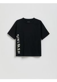 Reserved - Bawełniany t-shirt - czarny. Kolor: czarny. Materiał: bawełna