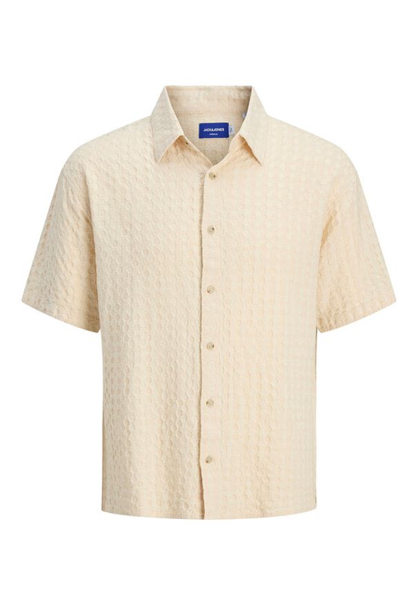 Jack & Jones - Jack&Jones Koszula Dobby 12277184 Beżowy Relaxed Fit. Kolor: beżowy. Materiał: bawełna