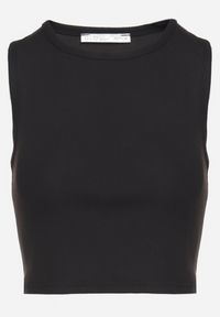 Born2be - Czarny Krótki Tank Top z Prążkowanej Tkaniny Nevallia. Okazja: na co dzień. Kolor: czarny. Materiał: tkanina, prążkowany. Długość: krótkie. Styl: klasyczny, elegancki, casual #6