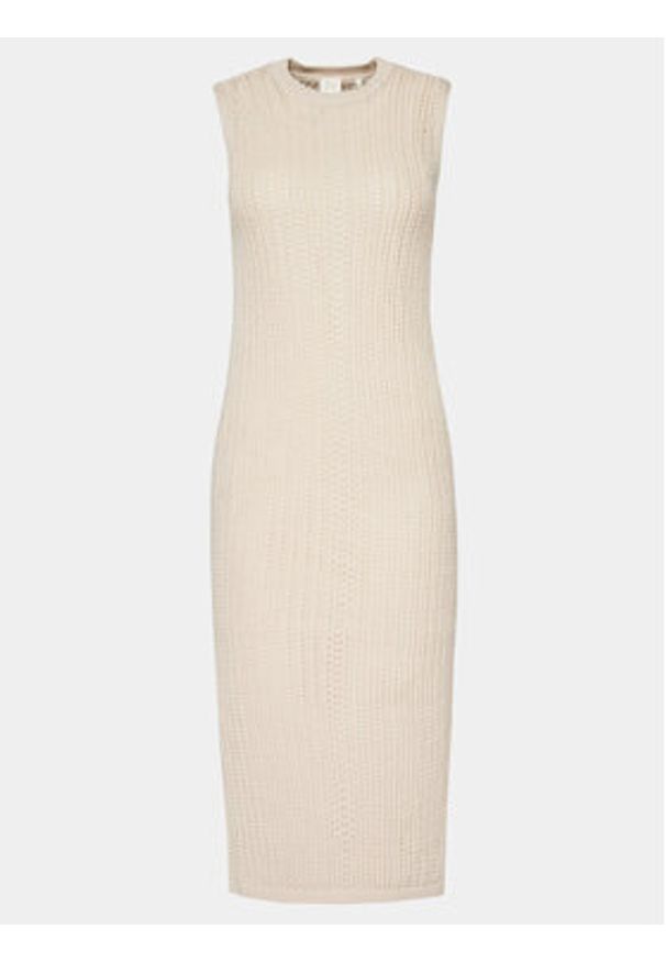 Marella Sukienka dzianinowa Lisetta 2413621015 Beżowy Regular Fit. Kolor: beżowy. Materiał: bawełna