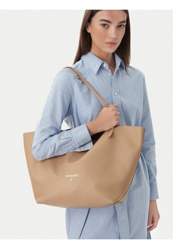 Patrizia Pepe Torebka 2B0130/L148-R874 Beżowy. Kolor: beżowy. Materiał: skórzane
