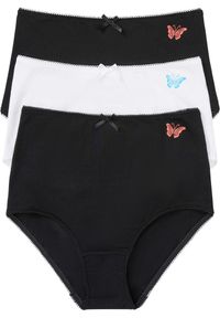 bonprix - Figi z wysoką talią (3 pary) z bawełną organiczną. Kolor: czarny. Materiał: bawełna