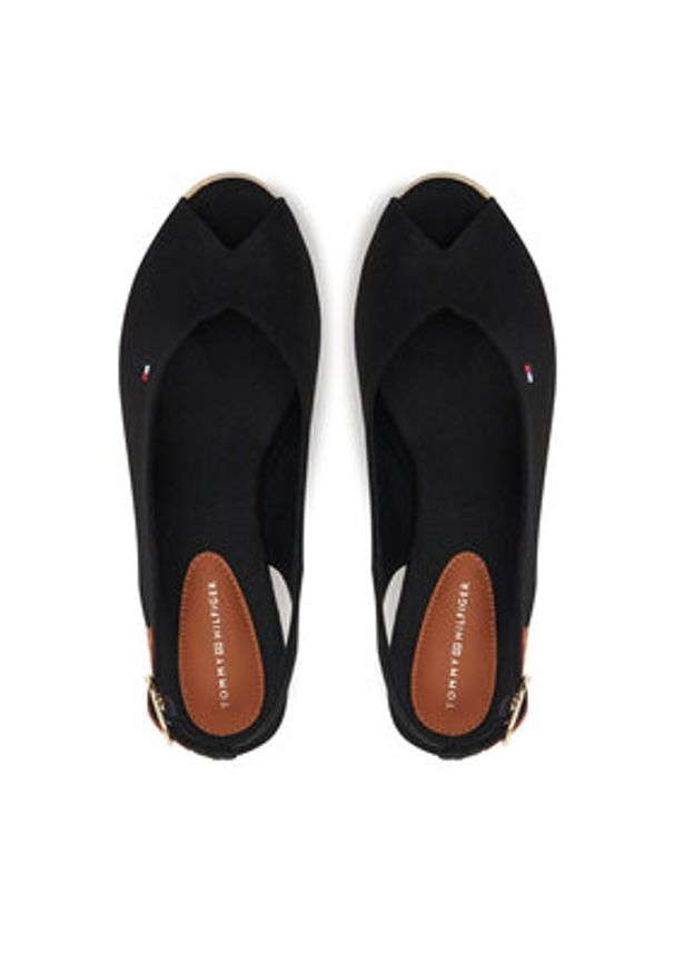 TOMMY HILFIGER - Tommy Hilfiger Espadryle Flag Mid Wedge Espad Slingback FW0FW08595 Czarny. Kolor: czarny. Materiał: materiał