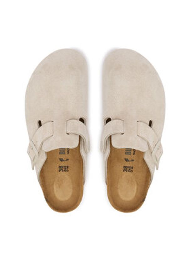 Birkenstock Klapki Boston 1031662 Beżowy. Kolor: beżowy. Materiał: skóra, zamsz