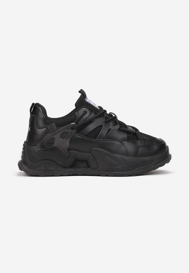 Born2be - Czarne Sneakersy Echowen. Wysokość cholewki: przed kostkę. Kolor: czarny. Materiał: materiał. Szerokość cholewki: normalna. Wzór: napisy, aplikacja