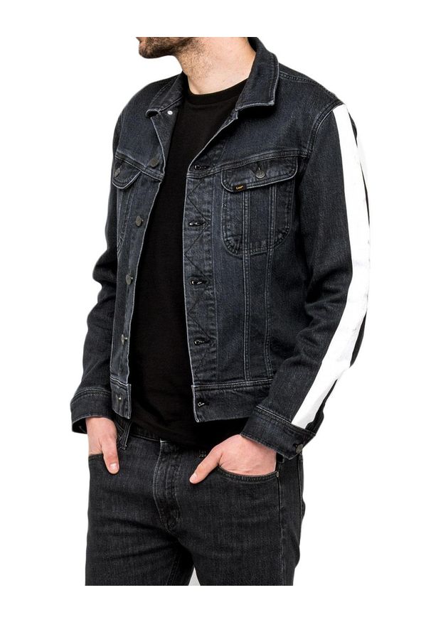 Lee - LEE SLIM RIDER RETRO MĘSKA KURTKA JEANSOWA BASELINE BLACK L89RRGAW 112123902. Materiał: jeans. Styl: retro