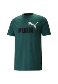 Koszulka fitness męska Puma ESS+ 2 Col Logo Tee. Kolor: zielony. Sport: fitness
