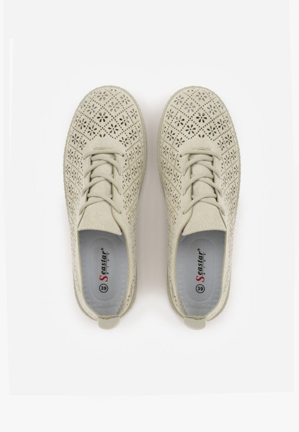 Born2be - Zielone Tenisówki z Ażurową Cholewką Tidella. Okazja: na co dzień. Kolor: zielony. Materiał: jeans. Szerokość cholewki: normalna. Wzór: ażurowy. Styl: casual