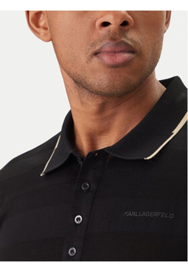 Karl Lagerfeld - KARL LAGERFELD Polo 745006 562201 Czarny Regular Fit. Typ kołnierza: polo. Kolor: czarny. Materiał: bawełna