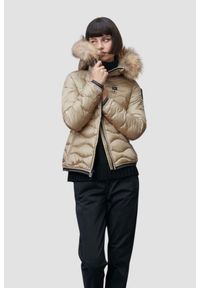 Blauer USA - BLAUER Beżowa kurtka damska Aldie Short Jackets, Rozmiar XL. Kolor: beżowy. Materiał: poliamid, puch, futro #5
