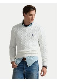Polo Ralph Lauren Sweter 710775885033 Biały Regular Fit. Typ kołnierza: polo. Kolor: biały. Materiał: bawełna #1