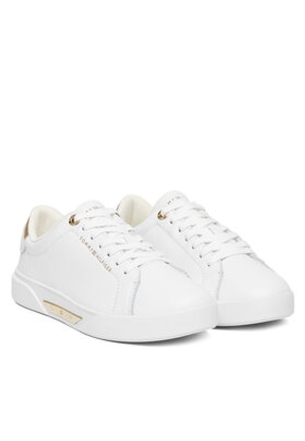 TOMMY HILFIGER - Tommy Hilfiger Sneakersy Essential Chic Court Sneaker FW0FW09019 Biały. Kolor: biały. Materiał: skóra