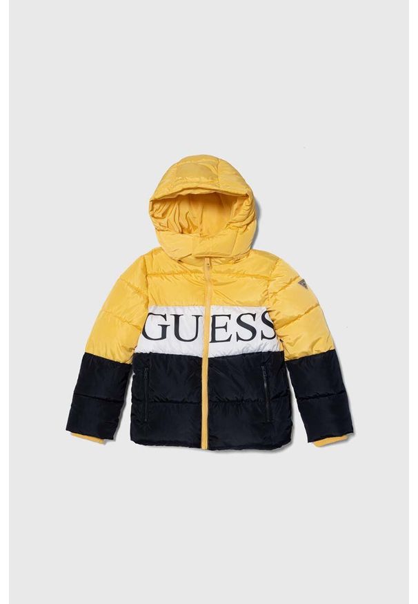 Guess kurtka dziecięca kolor żółty. Okazja: na co dzień. Kolor: żółty. Styl: casual