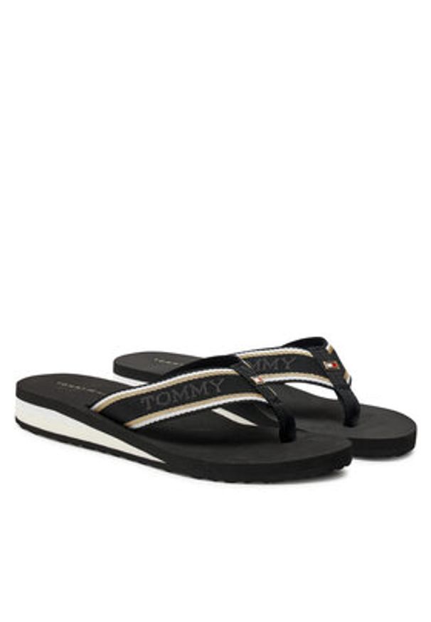 TOMMY HILFIGER - Tommy Hilfiger Japonki Im Hilfiger Beach Sandal FW0FW08015 Czarny. Kolor: czarny. Materiał: materiał