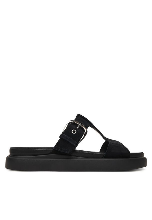 Clarks Klapki Aristella West 26185813 Czarny. Kolor: czarny. Materiał: skóra, zamsz